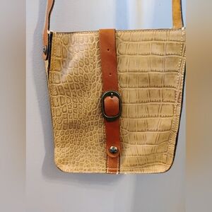 Patricia Nash Venezia Italian Leather Crossbody Pouch Bag Crocodile Animal Print